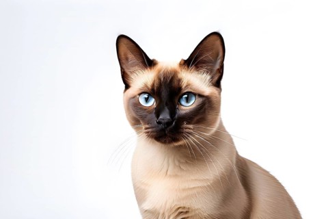 Tonkinese cat portrait, isolated on white background, ai generated, AI generated