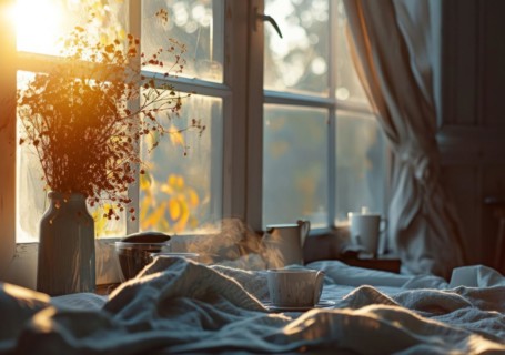 Morning coffee and tea, a concept of good start of the day with healthy drink, AI generated