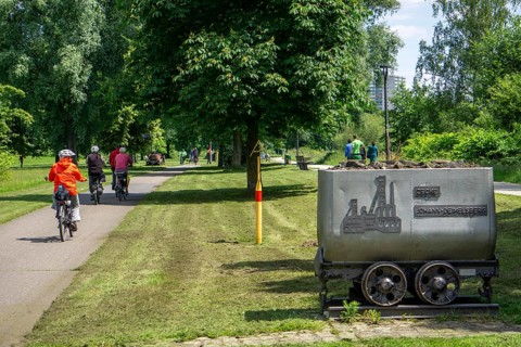 Ruhr promenade and cycle path in Essen-Steele, all Bergwerks Lore, North Rhine-Westphalia, Germany,