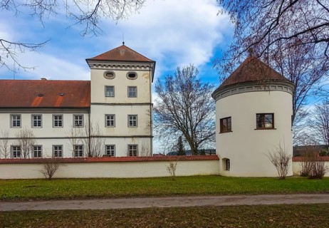 Meßkirch Castle, Castle of the Counts of Zimmern, Zimmern Castle, small round tower, castle wall,