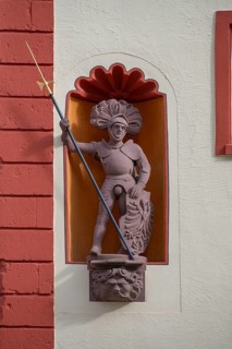 Knight figure at the House of the Holy Cross, Rottweil, Baden-Württemberg, Germany, Europe