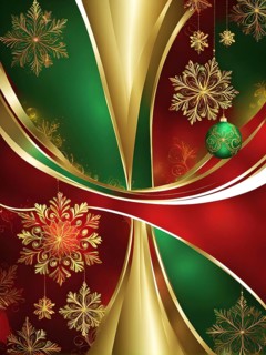 Abstract wallpaper illustration of Christmas symbols for gift cards, swirling shapes and lines, in