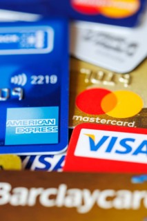 Credit cards from VISA, Mastercard and American Express in Stuttgart, Germany, Europe