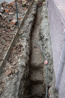 Newly excavated trench for sewage pipe, Stuttgart, Baden-Württemberg