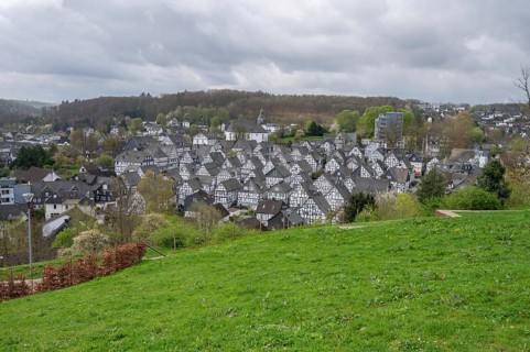 Panoramic view of the historic old town, Alter Flecken, 17th century, Freudenberg, North