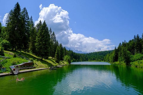 Grubsee, Klais near Mittenwald, Werdenfelser Land, Upper Bavaria, Bavaria, Germany, Europe