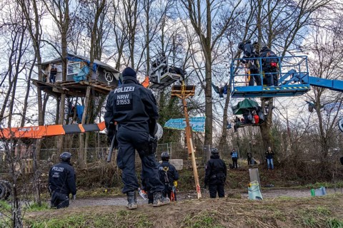 Beginning of the eviction of the Lützerath hamlet, camp of climate activists and squatters, at the