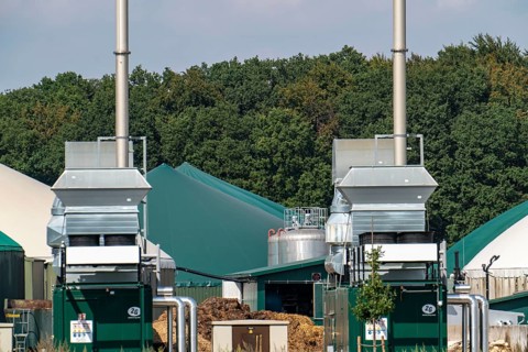Biogas plant, combined heat and power plants, for power generation, dome-shaped gas storage