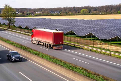 Solar park near Neukirchen-Vluyn, along the A40 motorway, over 10, 000 solar modules spread over 4