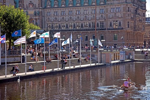 Europe Germany Hanseatic City of Hamburg City, Rathausmarkt, City Hall, Kleine Alster, Federal