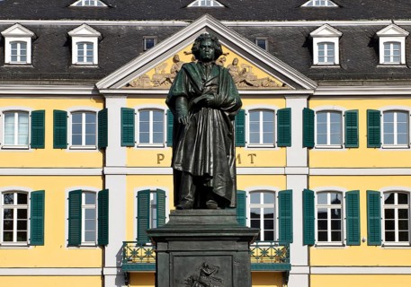 The Beethoven Monument commemorates the famous composer Ludwig van Beethoven on Münsterplatz, Bonn,