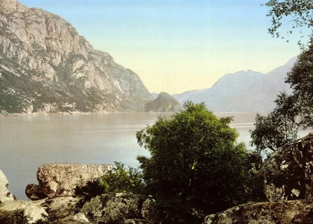 Sandven Lake, Odde, Odda, Hardangerfjord, Norway, View from 1885, Historical, digitally restored