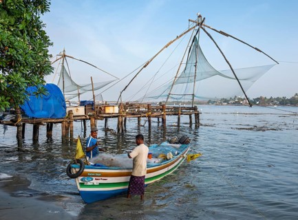 Chinese fishing nets, Fort Kochi, Cochin, Kerala, India, Asia