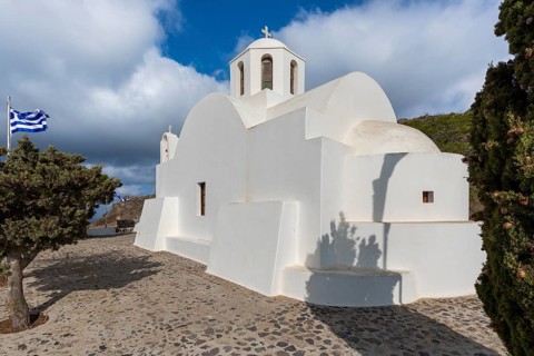 Santorini, Imerovigli, Agios Markos Chapel, Cyclades, Greece, Europe