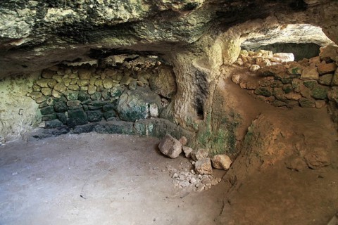 Medieval cave dwellings homes Ghar il-Kbir, Dingli, Malta, Europe