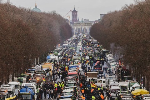 Road blockades, taken as part of the farmers' protests in Berlin, 15 January 2024. 10, 000