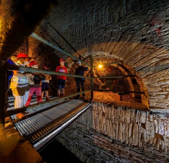 Wheel room of the Unverhofft Segen Gottes Erbstolln in Oberschöna, where there is a 13 metre high