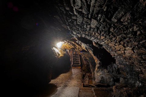 Wheel room of the Unverhofft Segen Gottes Erbstolln in Oberschöna, where there is a 13 metre high