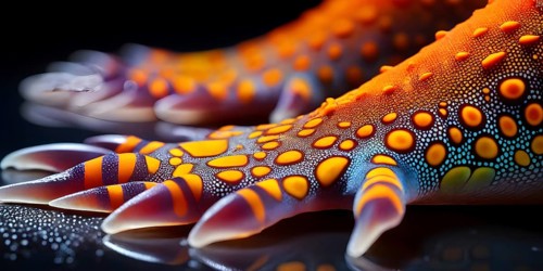 Nano material inspired by gecko feet with intricate patterns and vibrant colors representing