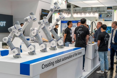First day at Hannover Messe 2022, industrial trade fair, after a 2-year corona break, exhibition