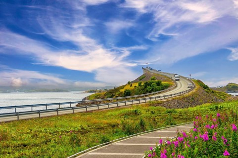 Storseisund Bridge, Atlantic Road, Atlanterhavsveien, Karvag, Vevang, West Coast, Norway, public