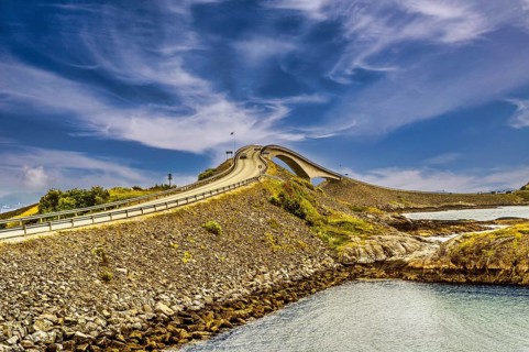 Storseisund Bridge, Atlantic Road, Atlanterhavsveien, Karvag, Vevang, West Coast, Norway, public
