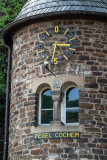 Old building for a pegel, water level gauge, in Cochem, Rhineland-Palatinate, Germany, Europe