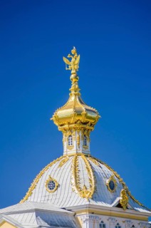 Closeup of dome with Russian Eagle in Peterhof, Saint-Petersburg, Russia, Europe