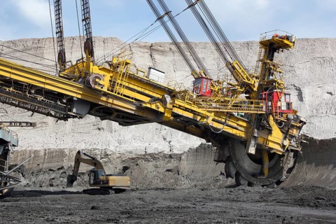 Coal mining in open-cast mine