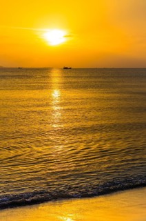 Amazing sunset view on South China sea from Sanya bay at Sanya, Hainan, China, Asia