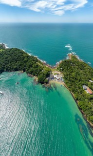 Bombinhas Beach in Santa Catarina. Aerial view taken with a drone. Brazil. South America