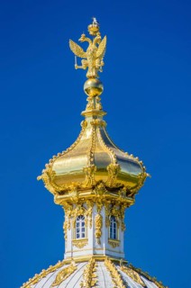 Closeup of dome with Russian Eagle in Peterhof, Saint-Petersburg, Russia, Europe