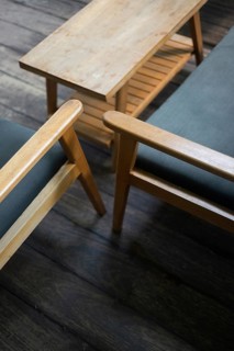 Interior design detail of retro cool wood furniture