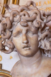 Rome, Italy, 20 August 2023: Capitoline museum, bust of Medusa by Gian Lorenzo Bernini, 1648,