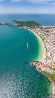Bombinhas Beach in Santa Catarina. Aerial view taken with a drone. Brazil. South America