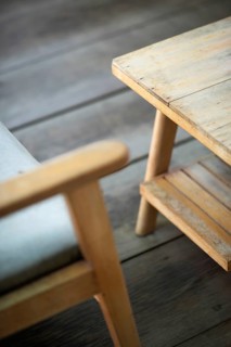 Interior design detail of retro cool wood furniture