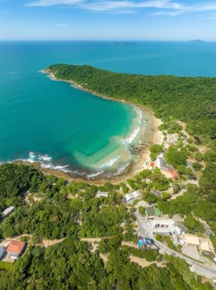 Bombinhas Beach in Santa Catarina. Aerial view taken with a drone. Brazil. South America
