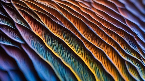 Vibrant butterfly wing with iridescent scales and network of veins, AI generated