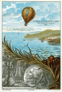 First balloon crossing of the English Channel, 7 January 1785 by the French inventor Jean-Pierre