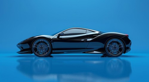 Modern luxury expensive sport car on the exhibition stand, AI generated
