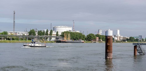 BASF, Lugwigshafen am Rhein, industrial area, bollard, jetty, Mannheim, Baden-Württemberg, Germany,