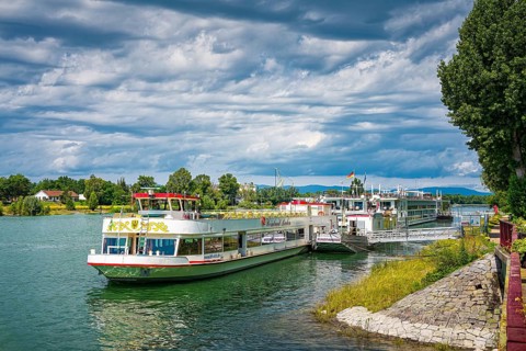 River, water, Rhine ships, Breisach, Germany, Europe