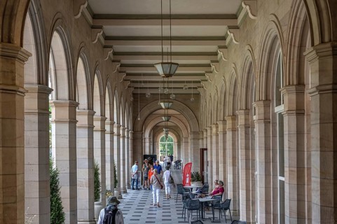 Kissingen Spa, Walkway in the Kursaal building, built 1834-38, Bad Kissingen, Lower Franconia,