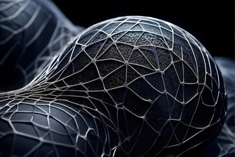 Network of interconnected shapes inspired by the structure of spider silk representing strength and