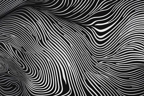 Fingerprint background dominated by swirl patterns in black and white, AI generated