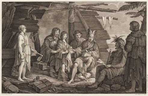 Costume of the inhabitants of Port des Francais on the northwest coast of America, 18th century,