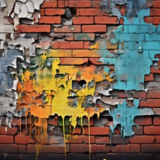 AI generated picture of an urban wall covered with graffiti