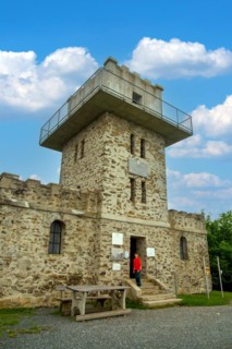 Observation tower at the summit of the Geschriebenstein. The lookout tower marks the border between