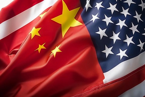 Concept of USA and China competition and economic trade war. Travel and partnership concept, AI