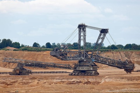 Bucket-wheel excavator wheel excavator in Hambach opencast mine, lignite mining, largest lignite